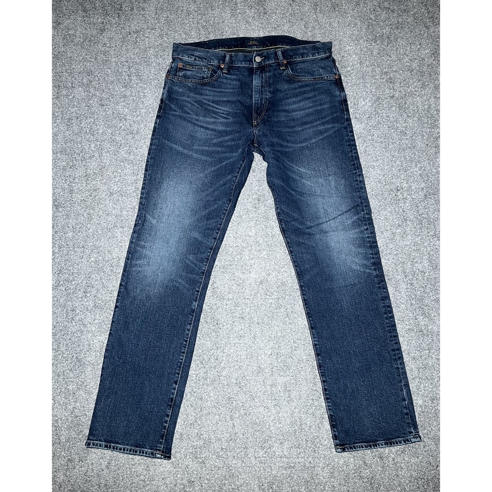 Polo Ralph Lauren Jeans Men 34x32.5 Hampton Relaxed Straight Dark Wash Whisker